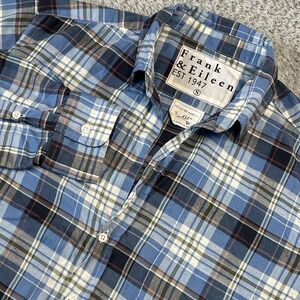 Frank & Eileen Shirt Womens Small Blue Plaid Eileen Button Up Italian Fabric